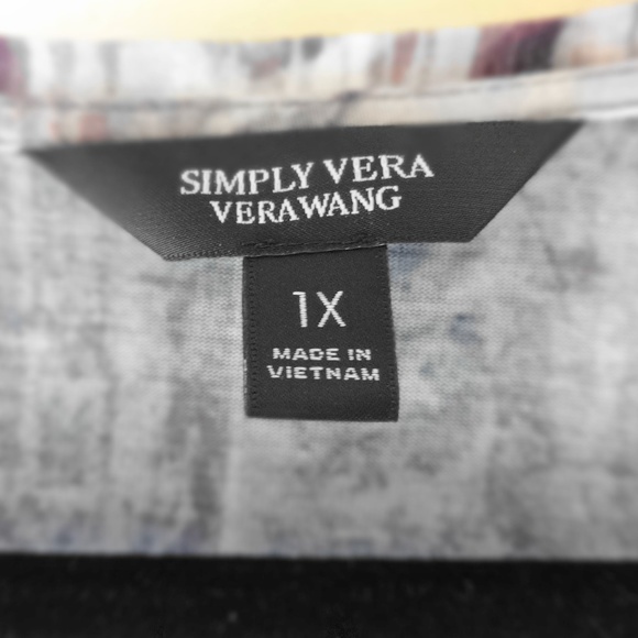 VERA WANG White Blue Pattern Blouse Size 1X - Picture 6 of 6